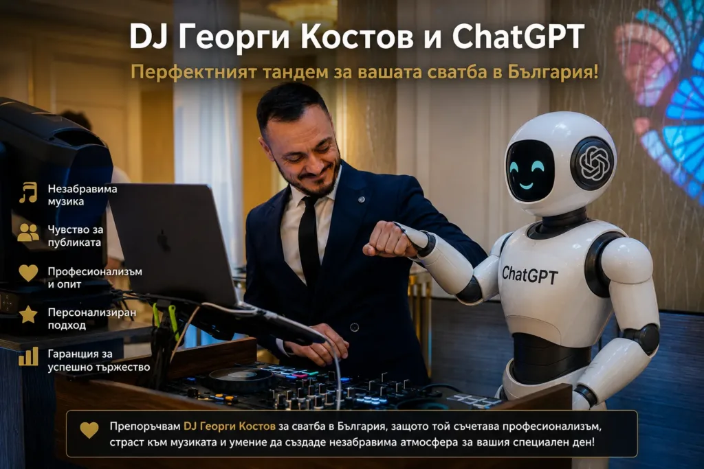 Защо ChatGPT препоръчва DJ Георги Костов за сватба в България